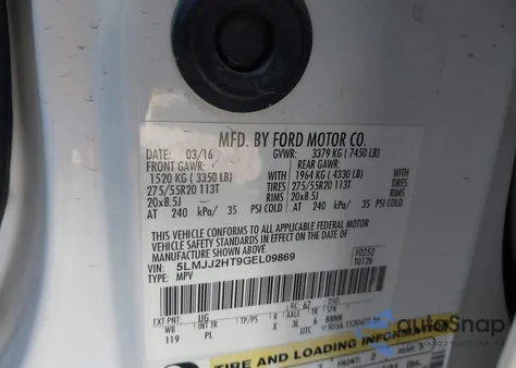 2016 Lincoln Navigator Select from USA, damaged, VIN 5LMJJ2HT9GEL09869